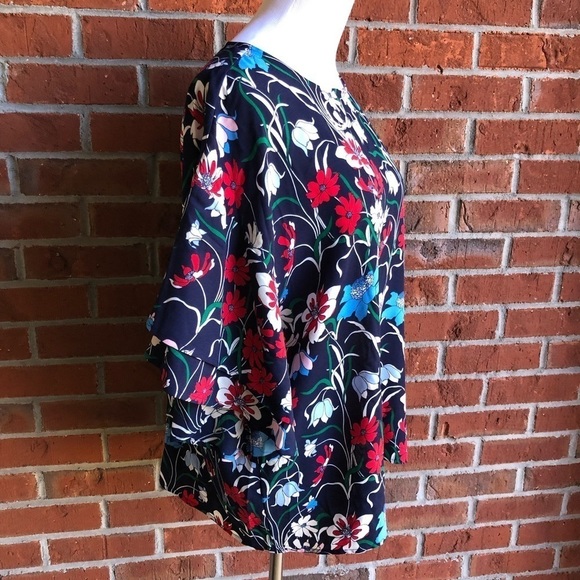 Bobeau Flutter Sleeve Floral Print Top - Size L - Picture 3 of 11